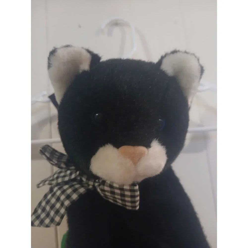 Vintage Mango Teddy Bear Co.  Plush Backpack Zipper Bag Y2k  Black Cat